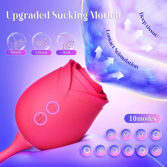 Close-up of rose suction head with 10 suction modes for external pleasure