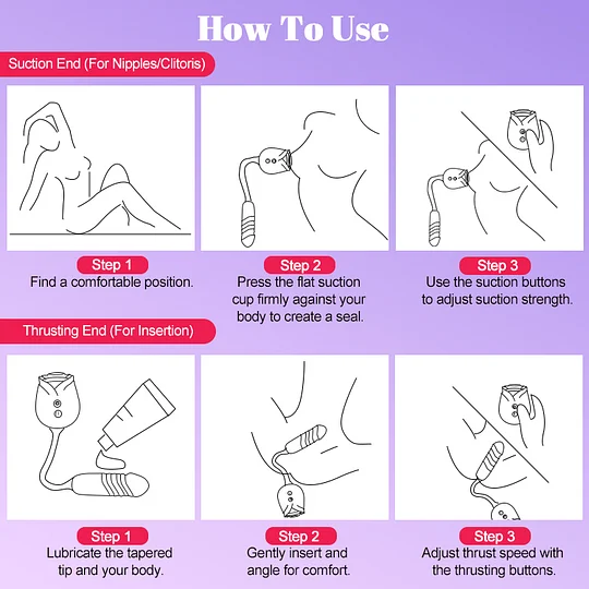 USB charging port and controls on rose suction thrusting vibrator