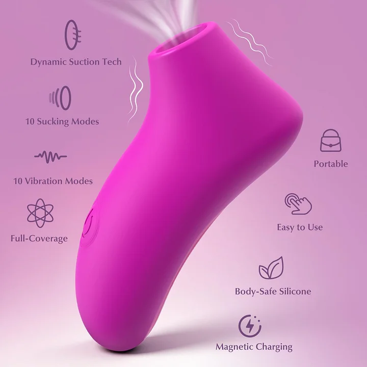 Waterproof suction vibrator with body-safe silicone material close-up