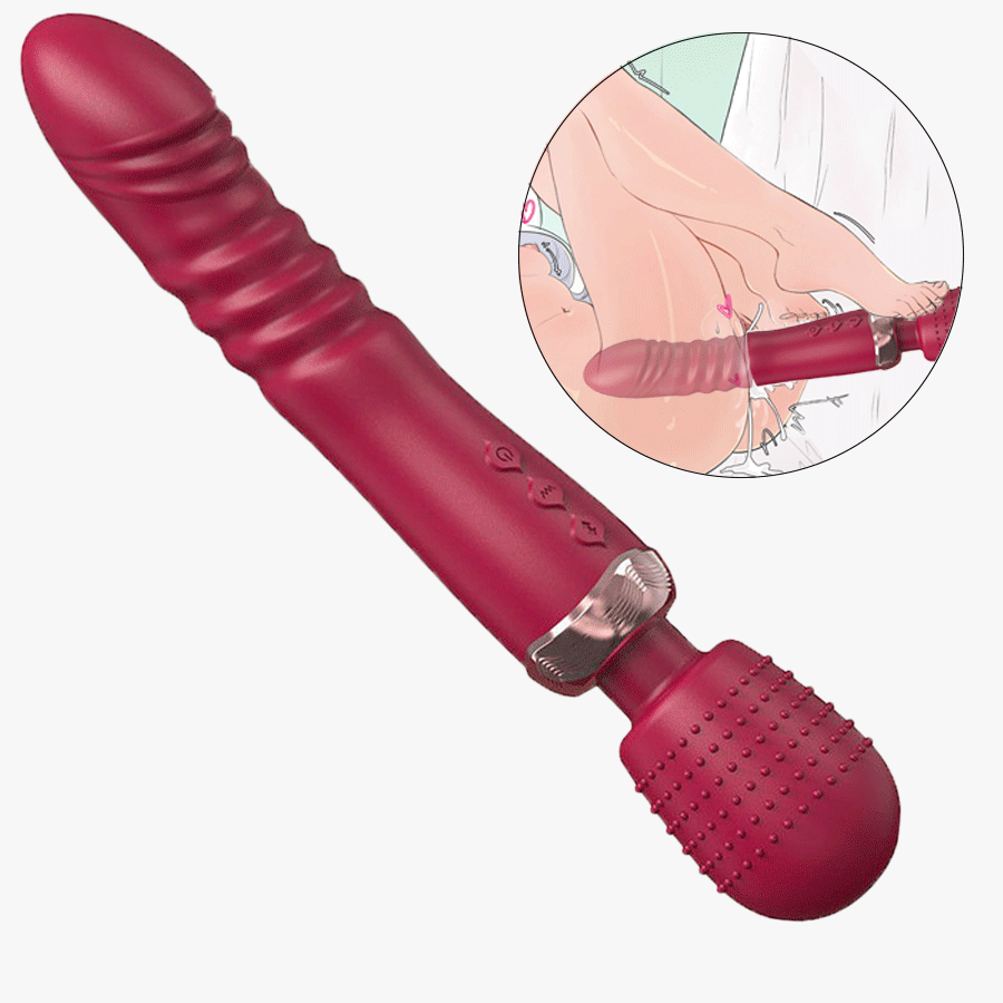 Triple motor thrusting vibrator showing ergonomic design and smooth silicone surface