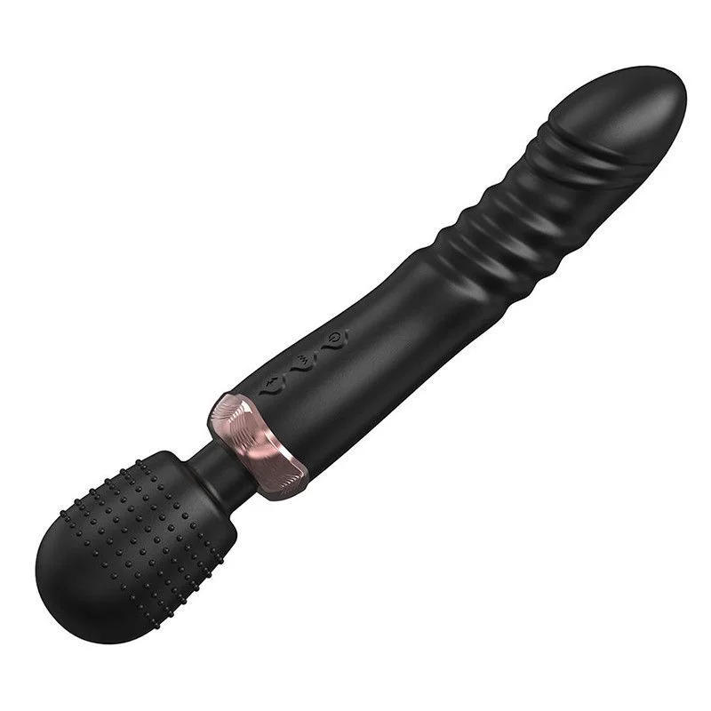 Triple motor thrusting vibrator showing ergonomic design and smooth silicone surface