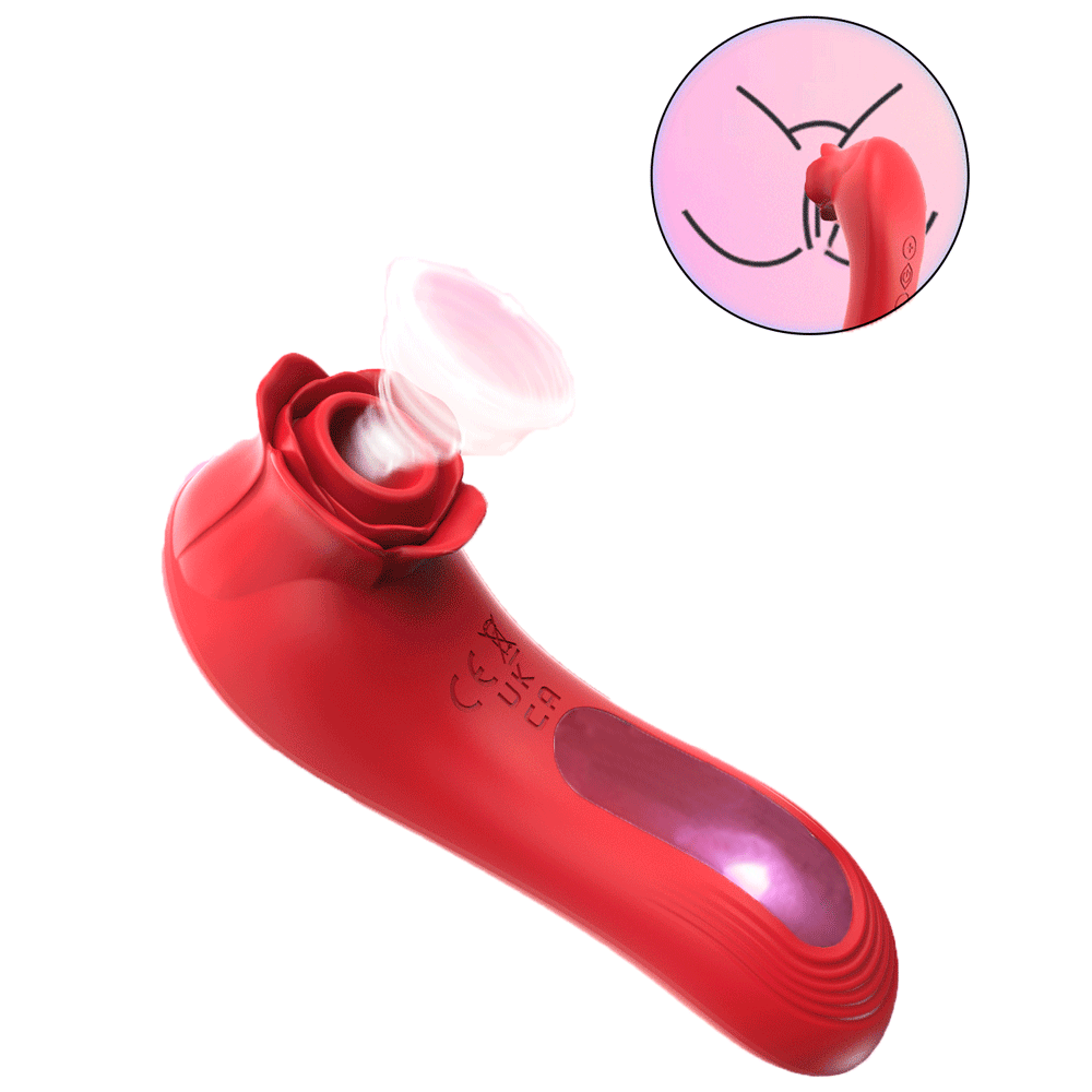 Suction vibrator showing ergonomic design and silicone texture