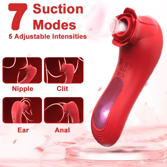 Suction vibrator showing ergonomic design and silicone texture