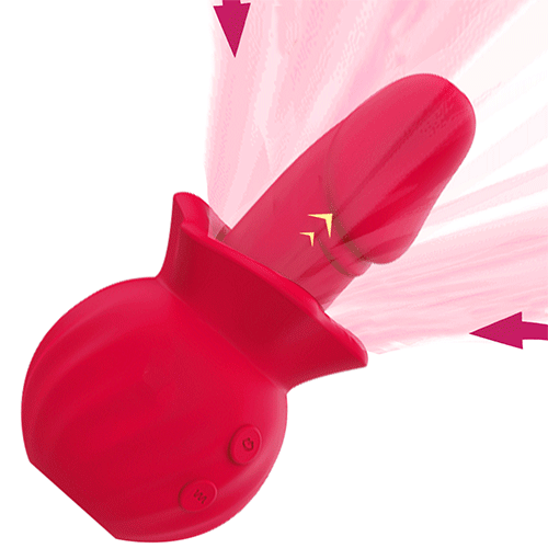 Rose suction vibrator showing ergonomic design and soft silicone texture