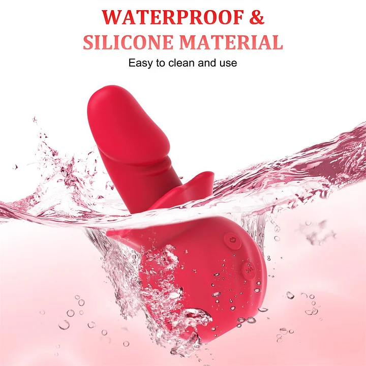 Rose suction vibrator showing ergonomic design and soft silicone texture