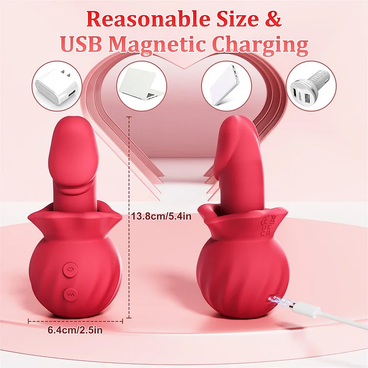 Rose Sucking Vibrator Dildo with 3 Suction & 10 Wiggling & 10 Vibrating Modes-IntimiLife