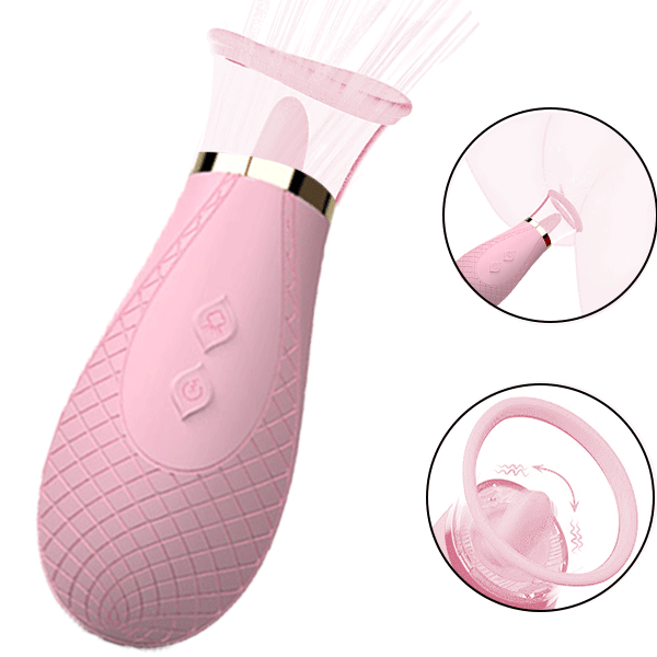 Close-up of realistic tongue texture and flexible design for clitoral stimulation