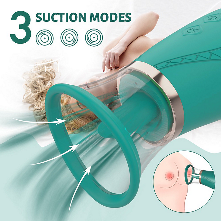 Tongue licking suction vibrator showing soft silicone tongue and suction mouth