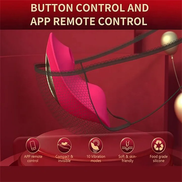 App-controlled panty vibrator in use, showing hands-free design