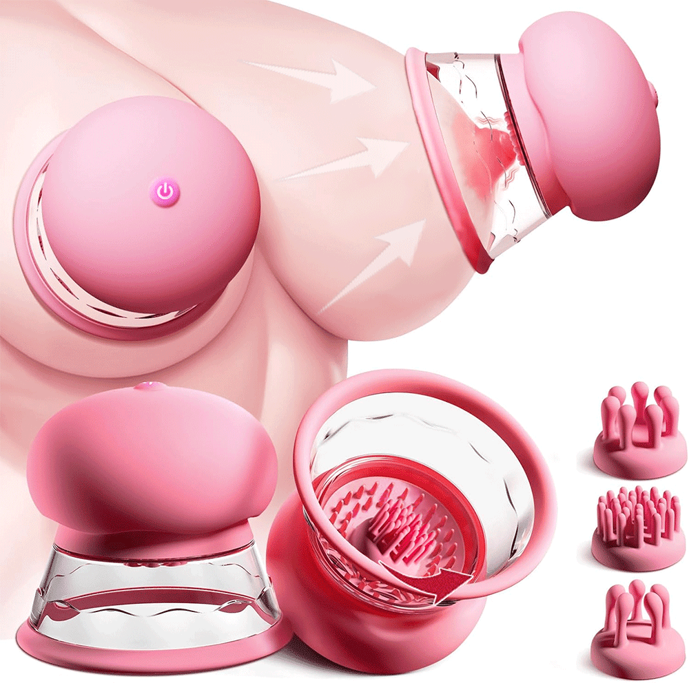 Rotating nipple stimulator with suction function on white background