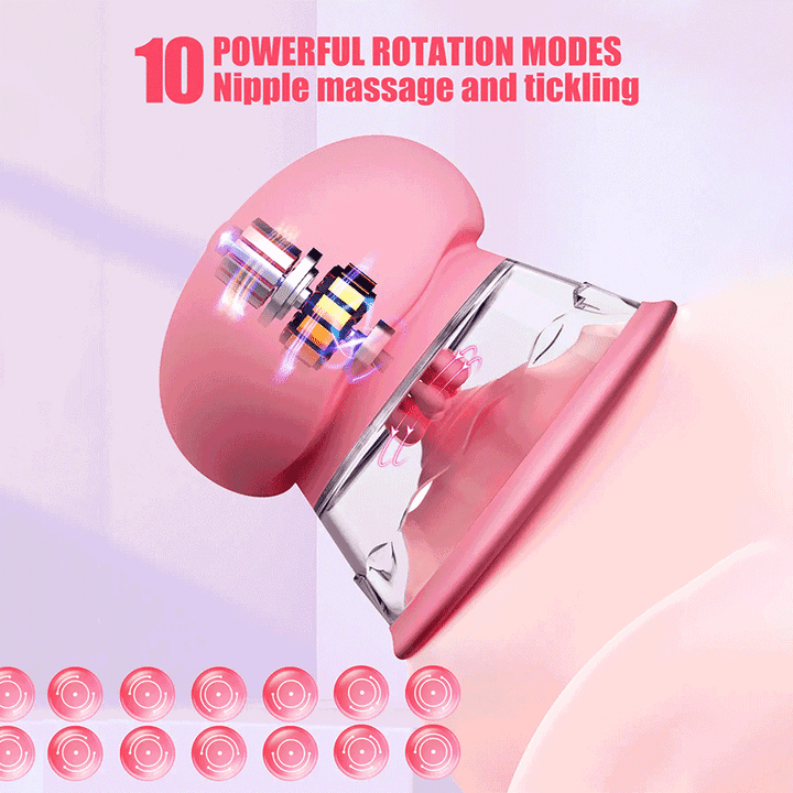 Close-up of three interchangeable brush heads for nipple stimulation