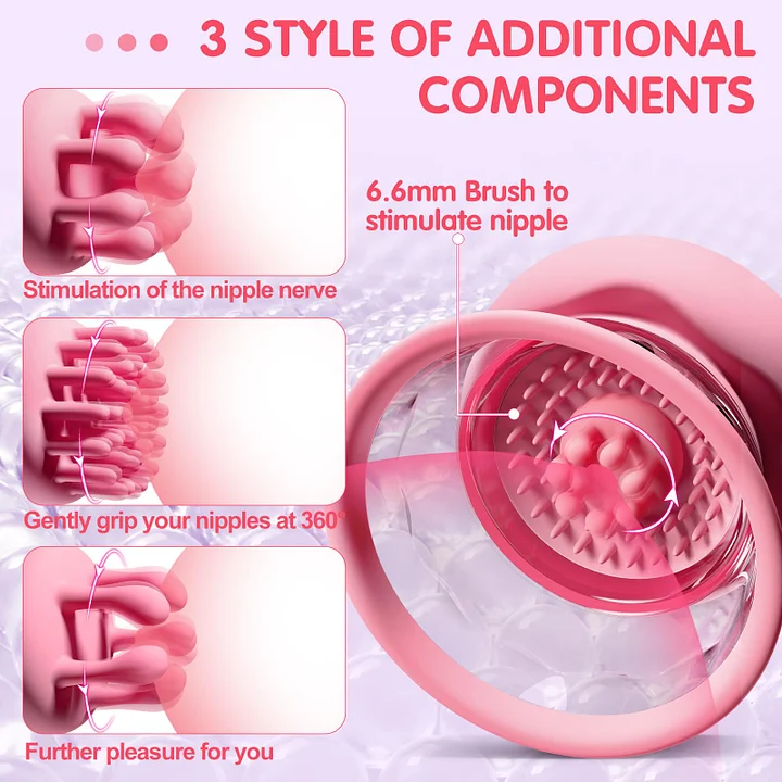 Rotating nipple stimulator with suction function on white background