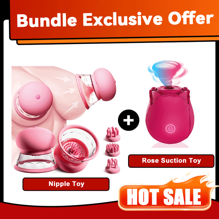 Rotating nipple stimulator with suction function on white background