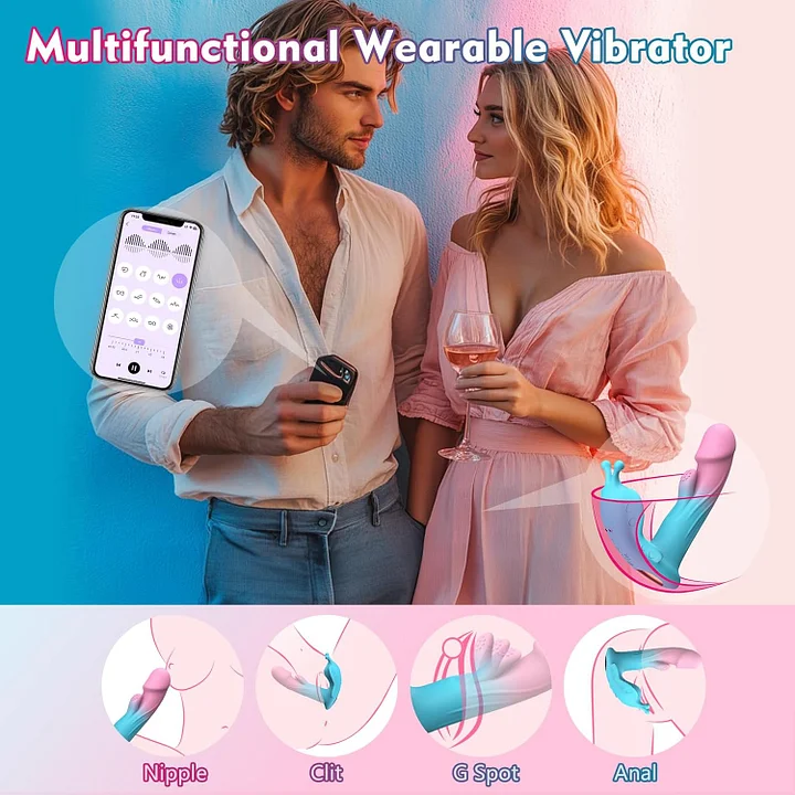 Smartphone app interface displaying 10 vibration modes and remote controls