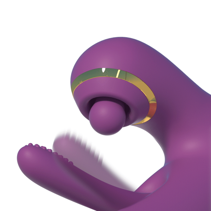 Rabbit vibrator with flapping touch showing dual stimulation design