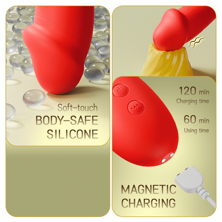 Close-up of ergonomic shape and body-safe silicone material
