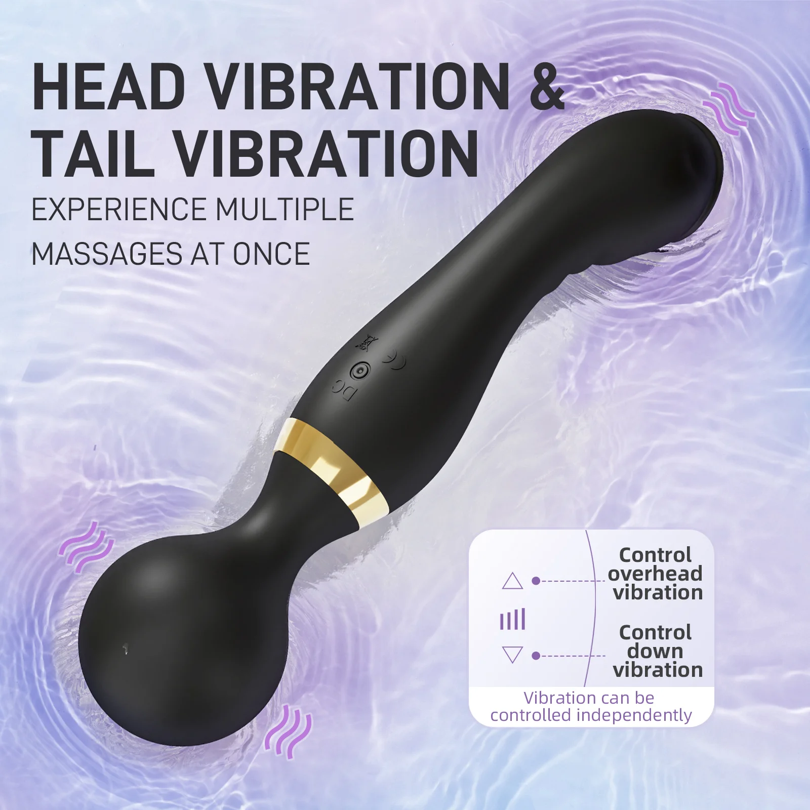Vibrator demonstrating waterproof capability in bathroom setting