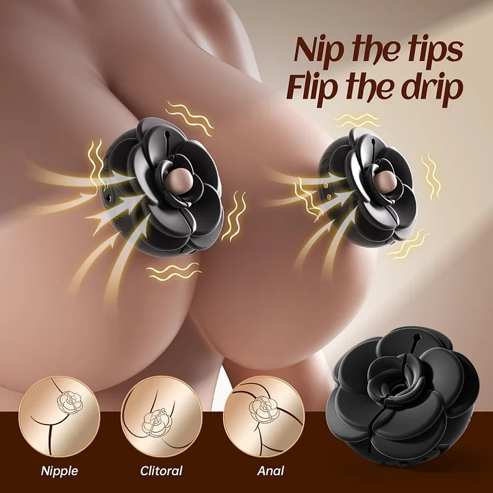 Rosara - Vibrating Nipple Clamps Rose Nipple Toys With 9 Vibrating Modes & Remote Control-IntimiLife