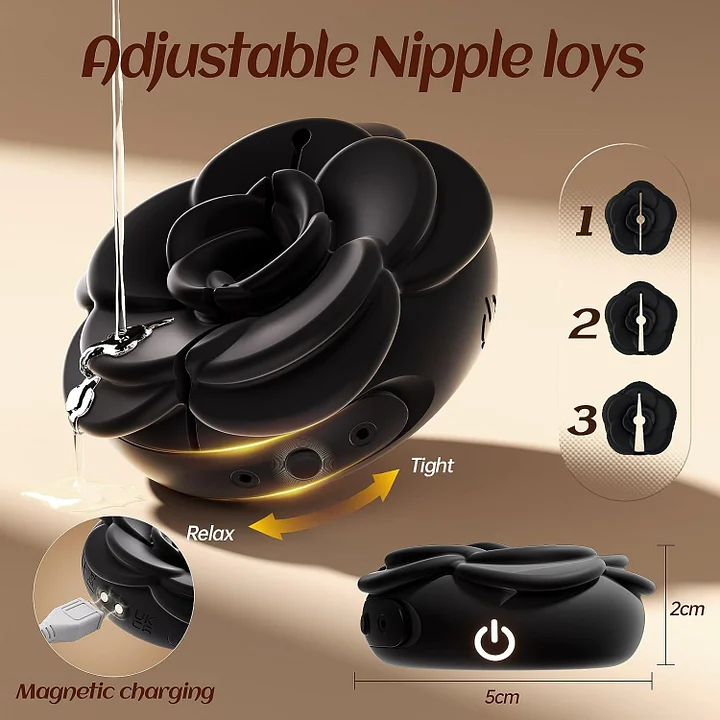 Rosara - Vibrating Nipple Clamps Rose Nipple Toys With 9 Vibrating Modes & Remote Control-IntimiLife