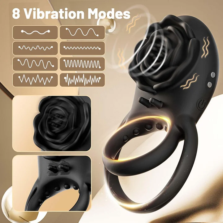 Rose Clit Stmulator & Vibrating Cock Ring Sex Toy For Couples-IntimiLife