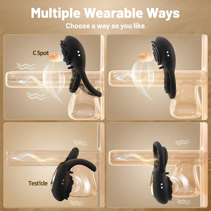 Rose Clit Stmulator & Vibrating Cock Ring Sex Toy For Couples-IntimiLife