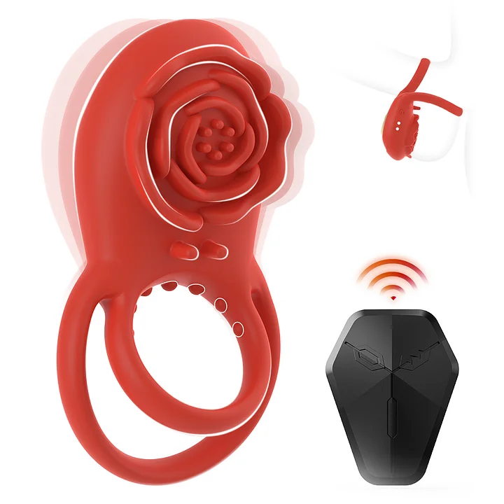 Rose Clit Stmulator & Vibrating Cock Ring Sex Toy For Couples-IntimiLife