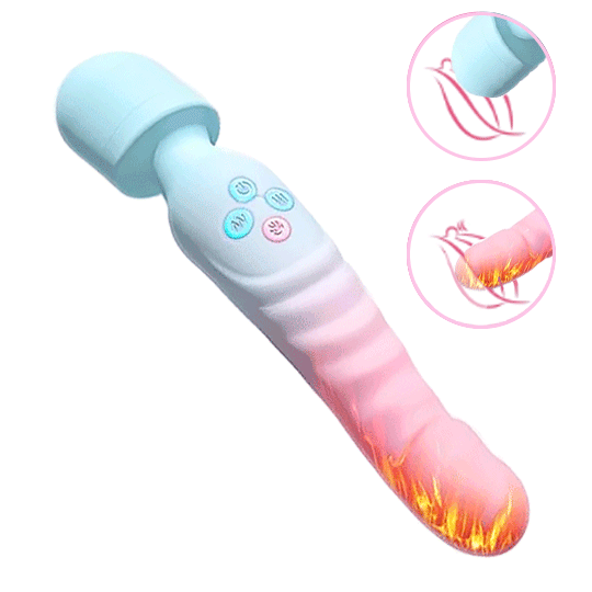 Flexible neck wand vibrator showing dual-ended design and heating feature