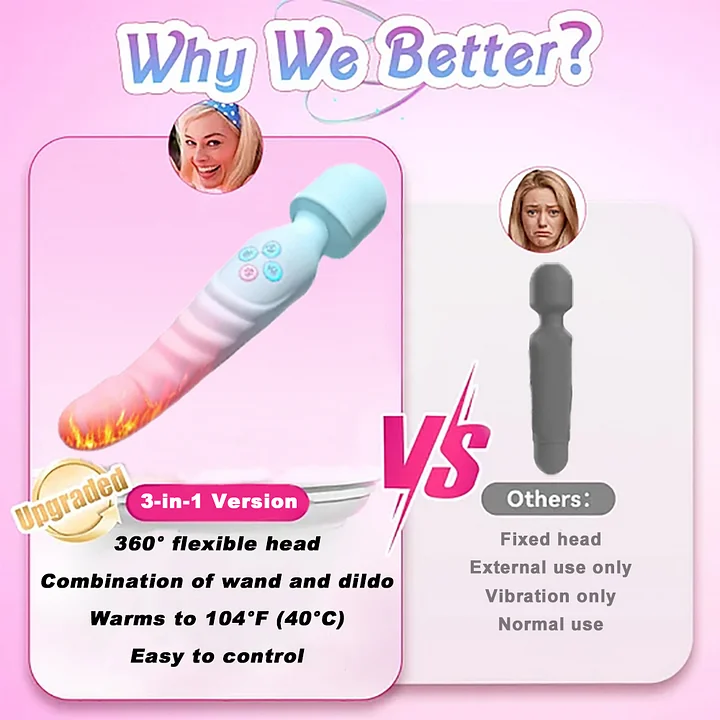 Aura – Heating Dual-Ended Wand Vibrator with Flexible Neck for Clitoral and Internal Stimulation-IntimiLife