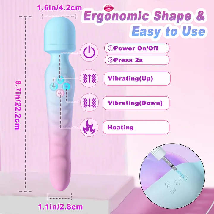 Aura – Heating Dual-Ended Wand Vibrator with Flexible Neck for Clitoral and Internal Stimulation-IntimiLife