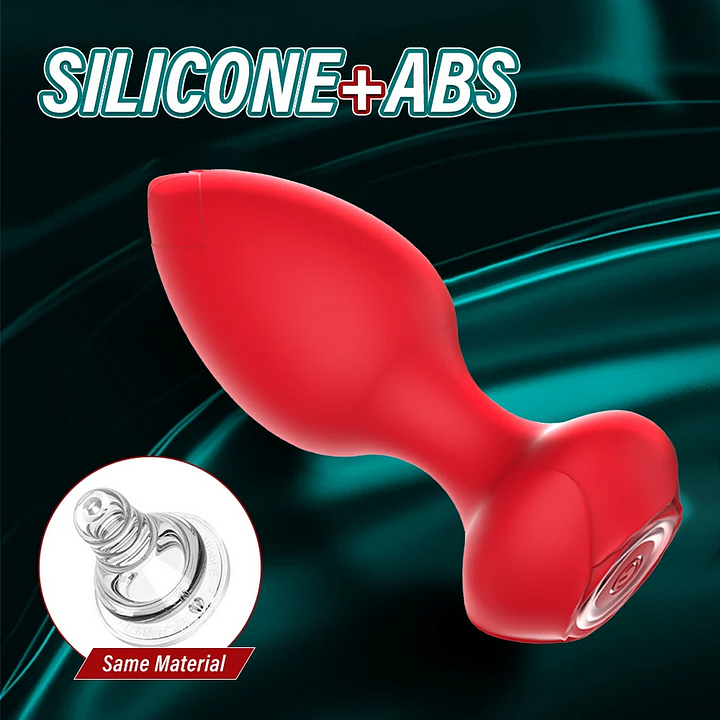 Waterproof vibrating anal plug shown with USB magnetic charging cable