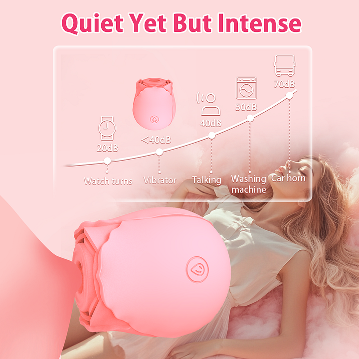 Rose toy demonstrating 10 suction mode controls and ergonomic design