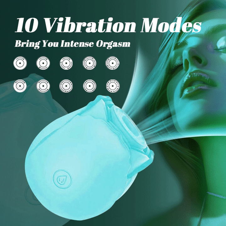 Close-up of rose-shaped vibrator with adjustable suction controls