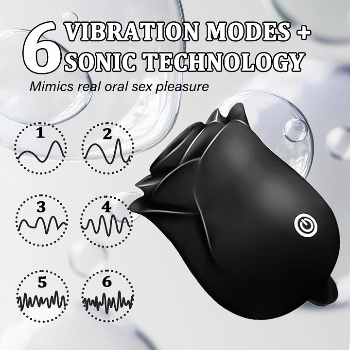 2 in 1 Rose Sucking & Tongue Licking Black Rose Toy-IntimiLife