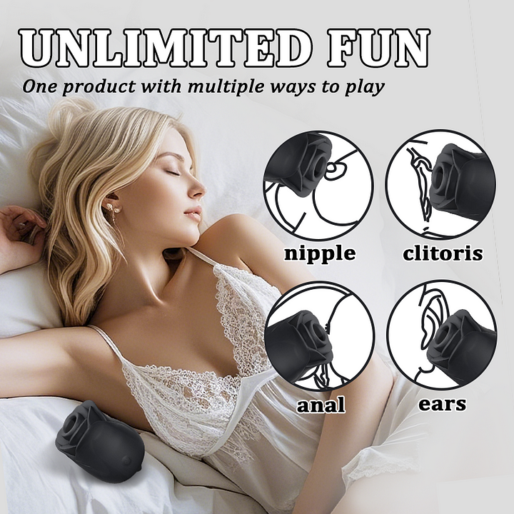 2 in 1 Rose Sucking & Tongue Licking Black Rose Toy-IntimiLife