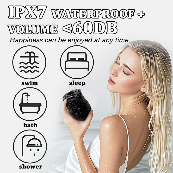 2 in 1 Rose Sucking & Tongue Licking Black Rose Toy-IntimiLife