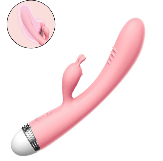Close-up of the clitoral stimulator and G-spot tip with detailed construction