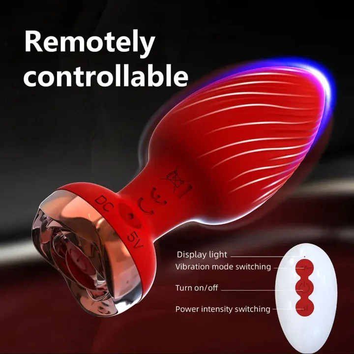 Remote control anal plug demonstration with hand model