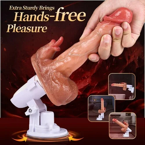 Rechargeable thrusting dildo machine with multiple attachment options
