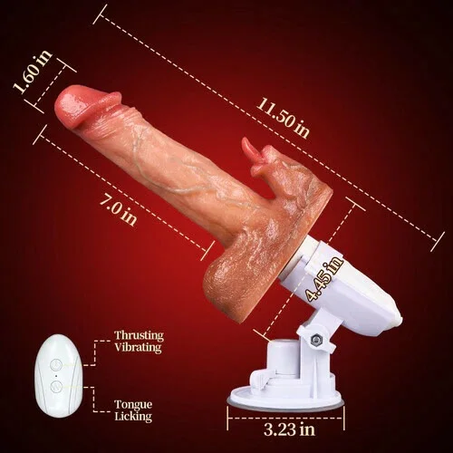 Close-up of 11.5-inch thrusting machine showing body-safe materials