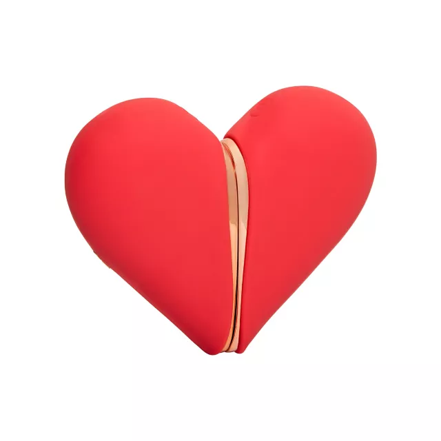 Compact dual stimulation clitoral vibrator with heart-shaped design