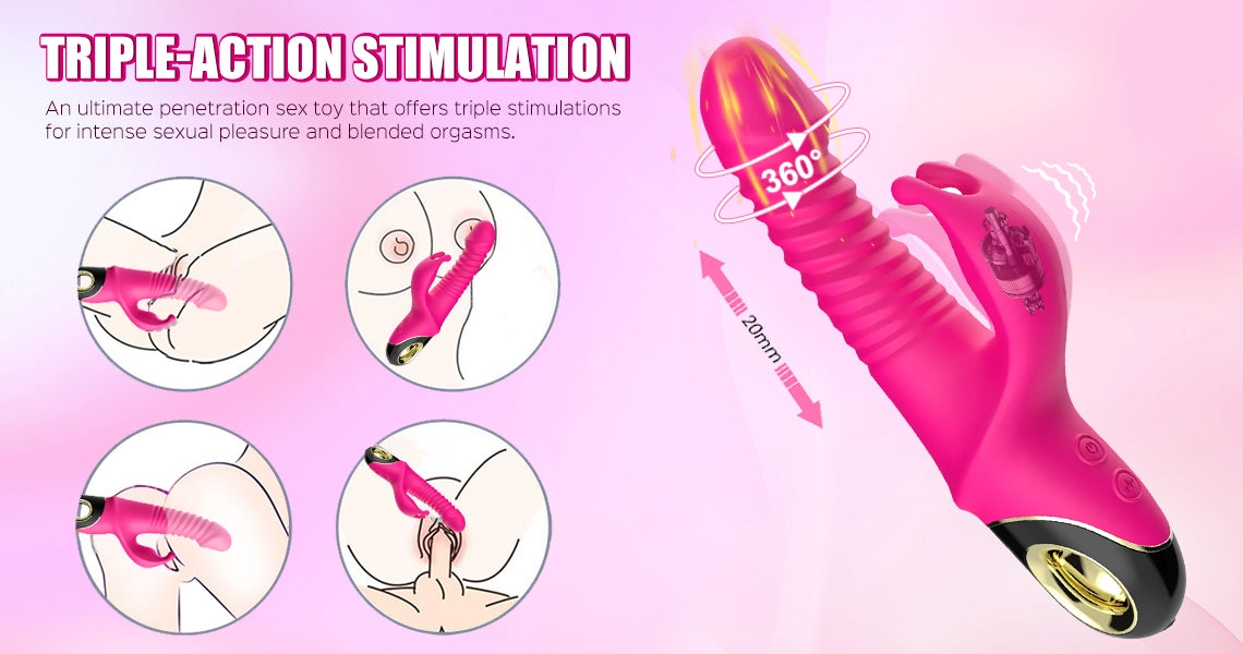 Triple Thrill - Thrusting & Rotating G-Spot Rabbit Vibrator