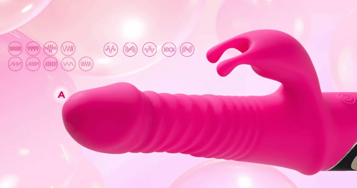 Close-up of 360-degree rotating G-spot tip with textured surface detail