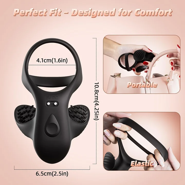 Vibrating cock ring displaying 9 mode settings on app interface