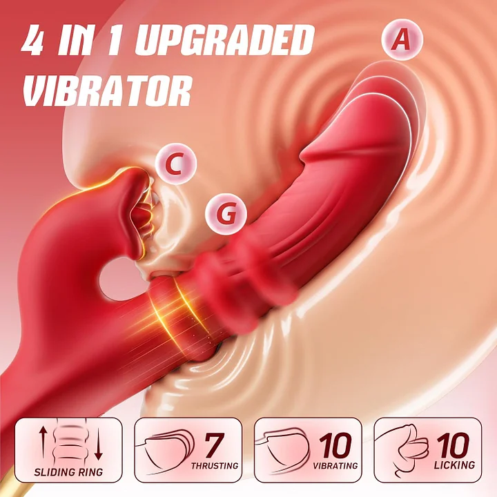 Thrusting rabbit vibrator showing ergonomic design and body-safe silicone material
