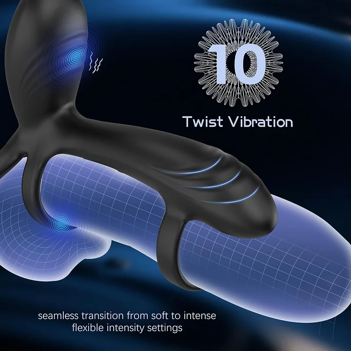 Cock ring displaying multiple vibration mode controls and buttons
