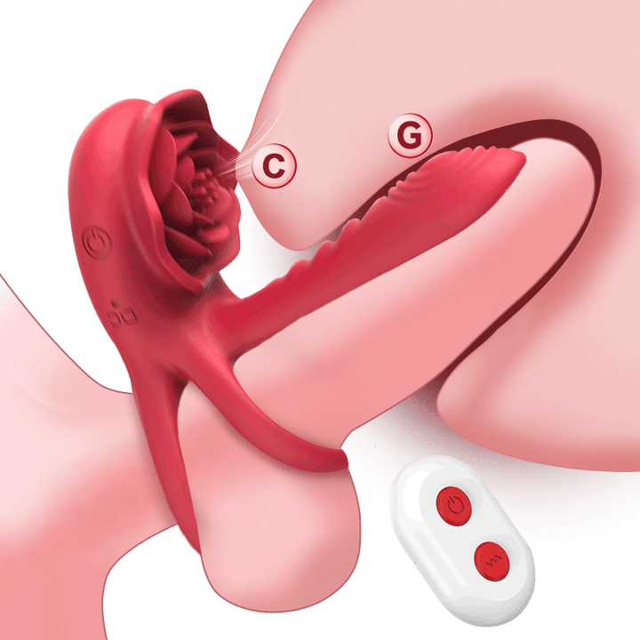 Close-up of ergonomic curved front-end for clitoral and G-spot stimulation