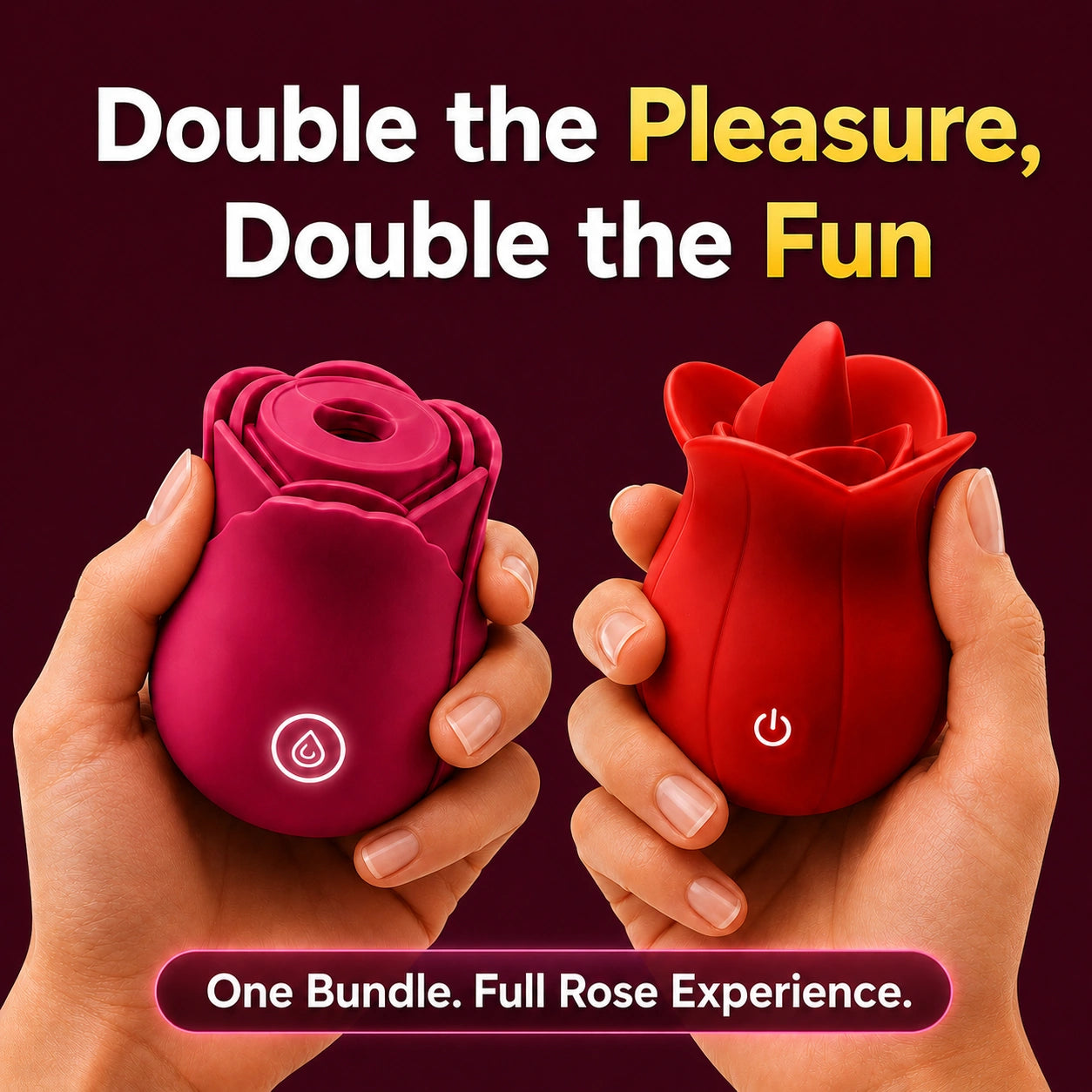 Rose Suction Massager Set with Extra Charging Cable side view and design details