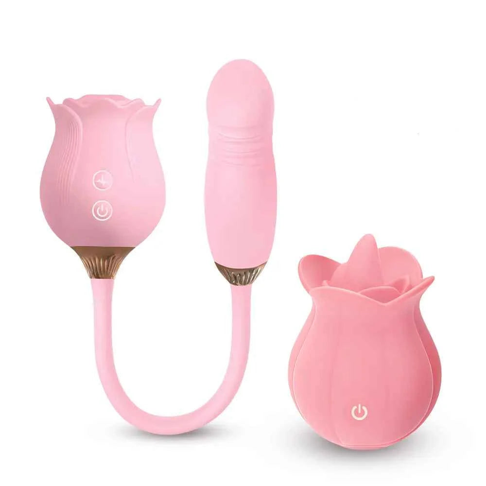 Best-Selling Rose Duo Massagers - Suction & Tongue-Style for Ultimate Pleasure