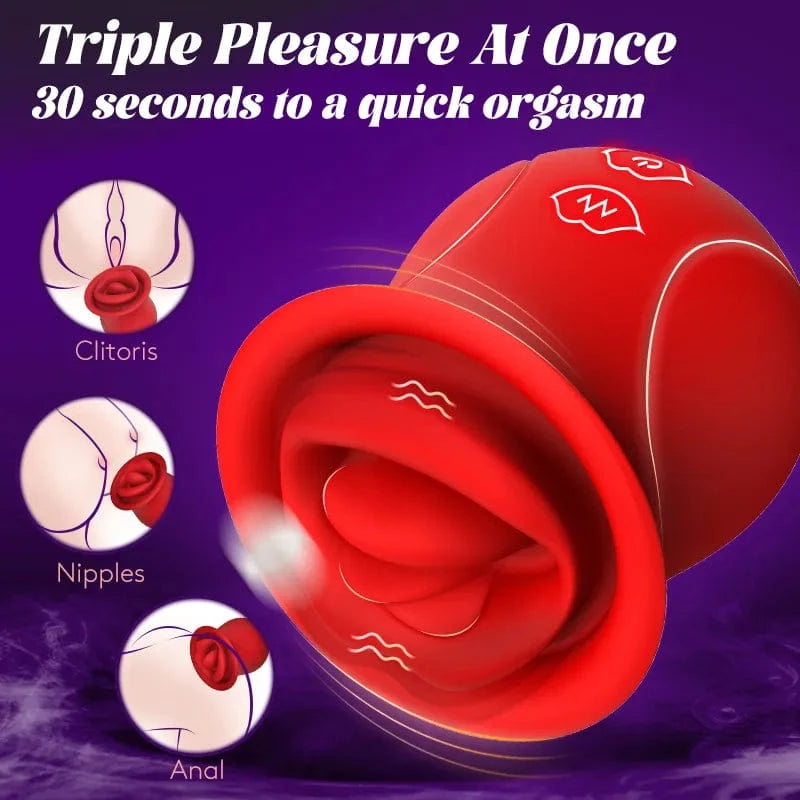 Rose Muncher - Licking Tongue Vibrator 10 French Kissing Modes-IntimiLife