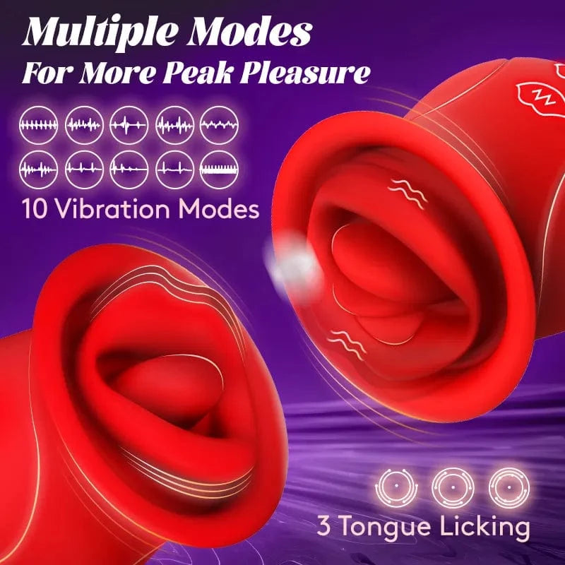 Rose Muncher - Licking Tongue Vibrator 10 French Kissing Modes-IntimiLife